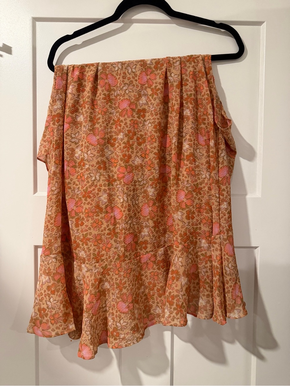 Free People Peach and Pink Floral Circle Skirt